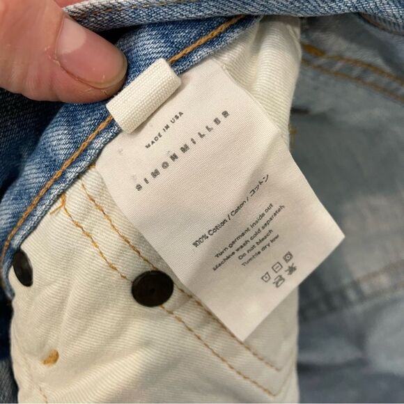 Simon Miller Jean Wide Leg Crop Unfinished Hem Light Wash Blue Denim Size 25 - Picture 12 of 13